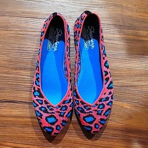 Skechers Shoes Cleo Claw-Some Pink Leopard Print Cheetah Skimmer Flats Size 11